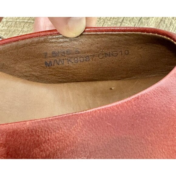 Kork Ease Liliana Heels Shoes Womens 7.5 Red Wedge Slip On Peep Toe Leather - Picture 11 of 13